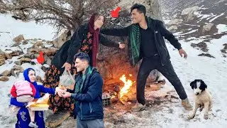 Afshin's happiness to see his sister Satish in the snow blizzard of winter 