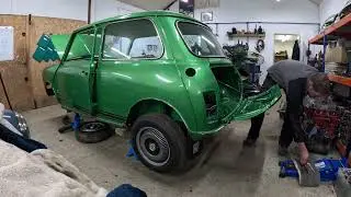 Wow!! Rear subframe removal on time lapse. Crafted Classics Tuning Classic Mini 1275 GT restoration