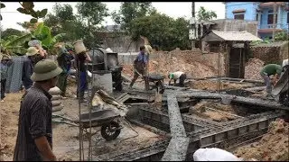 Build Foundation Works - Construction Workers make Reinforced Concrete Beams