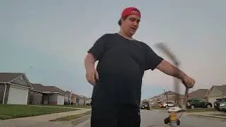 Getting extremely close to landing a footjam tail whip on my BMX (couldn't catch the peddle)