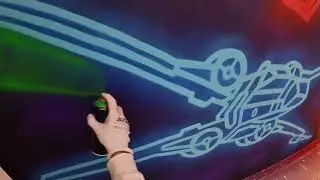 Star Wars Star Fighter Scene Neon Street Art Painting ASMR!