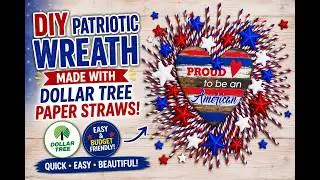 Dollar Tree Independence Day Crafts: How To Make A Paper Straw Wreath