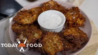 Celebrate Hanukkah with this recipe for latkes with herbed labneh