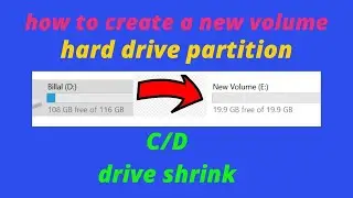 how to create a new volume, shrink C/D drive. hard drive partition 2022