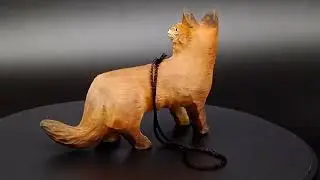 Vintage Red Fox Wooden Ornament Figural Christmas Animal Brown Tan Figurine