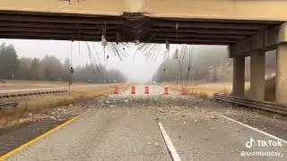 I 90 oversize load hit the bridge 😮