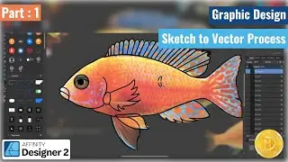 Chiclid Fish Image to Vector Character Creation Process - Designs by Maharshi