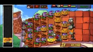 Playing Zombie vs plants| Adventure 2 Roof level 5| speed 1.8x