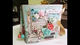 Vintage Rose Wedding Album | Stamperia Vintage Rose papers | Love/wedding/anniversary theme album