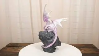 Ebros Pink Dragon Guarding Colorful LED Quartz Faux Geode Rock Crystal Cove Figurine