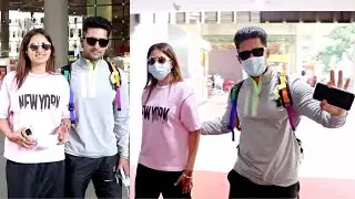 Qismat 2 Actress Sargun Mehta With Husband Ravi Dubey At Airport