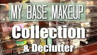 Makeup Collection + DECLUTTER | Foundations, Powders, Highlighters, Blushes & Bronzers | Katie Marie