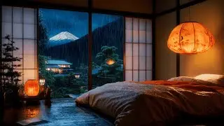 Relaxing Music | Soft Rain & Piano in Cozy Japanese Bedroom for Deep Sleep, Stress & Healing