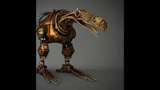 Computer generated AI dinosaur bird bio-mechanical animation
