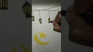 Shab-e-Barat Special Drawing | Moon, Star & Lantern Art|Islamic Drawing#ShabEBorat#shorts#IslamicArt