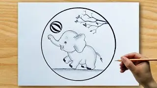 Hathi Raja Drawing 🐘 How To Draw Elephant || Easy Elephant Drawing.