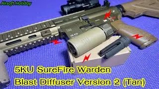 แต่งเพิ่ม Umarex HK416 A5 ด้วย 5KU SureFire Warden Blast Diffuser Version 2 (Tan) ใส่แล้วสวยขึ้นเลย