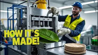 🌿 How Biodegradable Plates Are Made | Raw Material Feeding Process | Eco-Friendly Manufacturing
