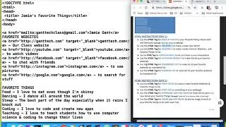 GantTech Class Video: Computer Science Principles - Internet: HTML Basics (MyFavthings.html)