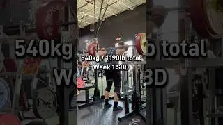 540kg / 1,190lb Week 1 Squat, Benchpress, Deadlift Total - Clean easy form  #shorts #fitness