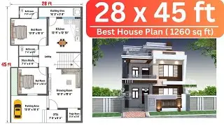 28x45 House Plan | 28x45 House Design | 28x45 House Plan With Garden | 28x45 East facing House Plan