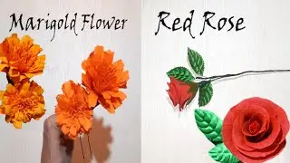 2 types of Crepe Paper Flower | Easy and Simple Marigold and Rose Flowers | tutorial