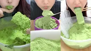 얼음먹방 HEAVY MATCHA POWDER ICE EATING ASMR P732 💚🍵 CRUNCH ICE THIN ICE 녹차 | Матча | 抹茶