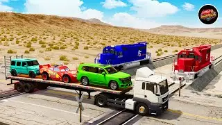 Flatbed Truck Mcqueen | Transportation with Truck - Pothole vs Car #15- BeamNG.Drive