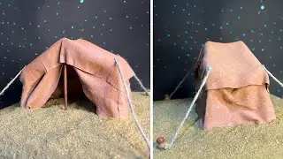 مجسم خيمة صحراوية من المناديل المبللة ⛺️ | DIY | Desert tent model made from wet wipes ⛺️