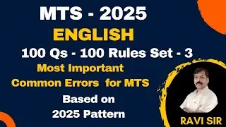 Most Important Common Errors For MTS 2025 / 100 Questions 100 Rules of Grammar / Easy Explanation- 3