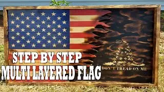 HOW TO MAKE A MULTI LAYERED FLAG - STEP BY STEP WOOD AMERICAN FLAG - 3D AMERICAN FLAG