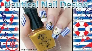 Super cute and easy nautical nail design / Очень милый и легкий в исполнении морской дизайн
