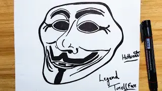 How To Draw Guy Fawkes Mask ll Easy Draw to Troll Face 