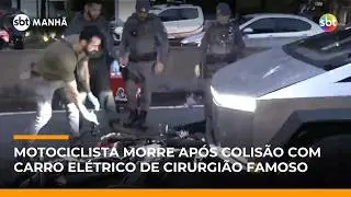 Novas Imagens: motociclista morre ap&oacute;s colis&atilde;o com carro el&eacute;trico de cirurgi&atilde;o famoso | #SBTManh&atilde;