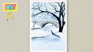 A Winter Bridge Landscape Drawing by Pencil for Beginners with Easy Ways | Step by Step | Relaxing 