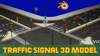 Road Intersection Design with Traffic Lights | 3D blender