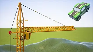 Cars vs Lego Tower Crane - Brick Rigs