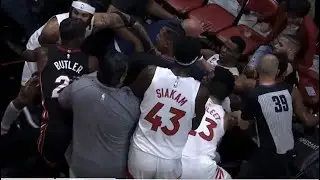 Caleb Martin and Christian Koloko BENCH CLEARING BRAWL END UP IN STANDS | Heat vs Raptors