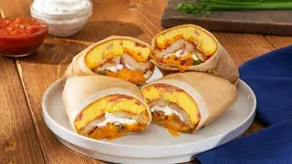 Loaded Baked Potato & Egg Burrito using EGG Creations! Whole Eggs Original