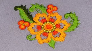 Blanket Stitch Flower Embroidery Design Step by Step Tutorial