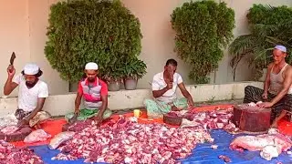 The first morning meat market, Fastest beef cutting knife skills, Amazing best butcher, Good selling