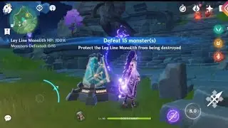 Genshin Impact - Impregnable Defense, Complete challenge by Protecting ley line monolith, At Araumi