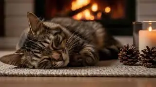 Relaxed Cat Healing Music 432Hz 🐈 Cozy Warm Fire For Emotional Peace no ads
