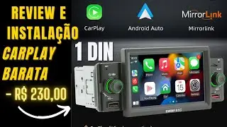 Review e instalação Central Multimídia 1Din Carplay tela 5pol R$230,00 SWM151C