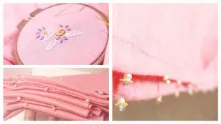 ওড়নায় হাতের কাজের সিম্পল ডিজাইন| Simple hand embroidery work on dupatta/chaddar| Shadow work