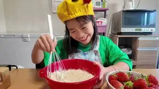 いちごたっぷり九州パンケーキを作ったよ🍓#おとちゃんのだいぼうけん