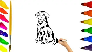 How To Draw cute Dog Drawing, Painting & Coloring For Kids and Toddlers_ Child Art 🐋🌈🎨