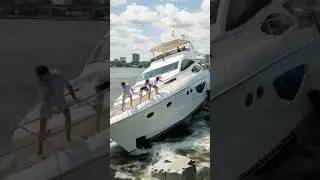 A moment of luxury turned into chaos as the yacht slammed into the bridge