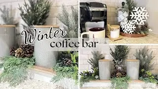 Winter Coffee Bar 2024 | Decorate My Coffee Bar after Christmas | Winter Decorate with Me