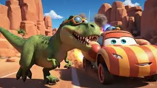 ​T-Rex vs. Striped Racing Car Race! 🦖 (Funny Animation & Song)
